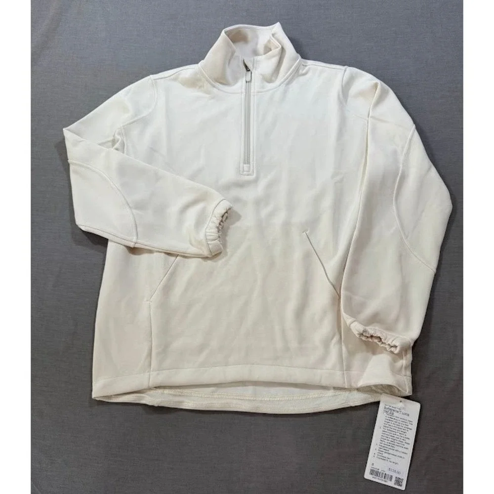 Lululemon‎ Softstreme Half Zip Pullover Brushed Cream Athletic Sweatshirt Size S